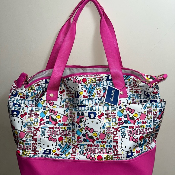 Hello Kitty Handbags - Hello Kitty Pink & White Duffle Bag - Carry On/Overnight Travel Tote NWT